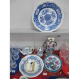 Spode 'Blue Rool' plates, Booths tea pot and water jug, Villeroy & Boch 'Design 1900' plate,