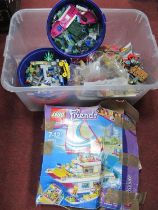 A Box of part built and loose Lego builds and bricks. 1 Box