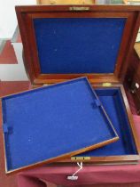 XIX Century Mahogany Box, top with a brass insert, blue lined interior, 35cm wide.