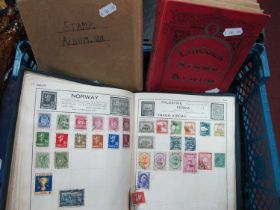 Stamps - an early worldwide stamp collection housed in a 'Lincoln' and two junior albums.