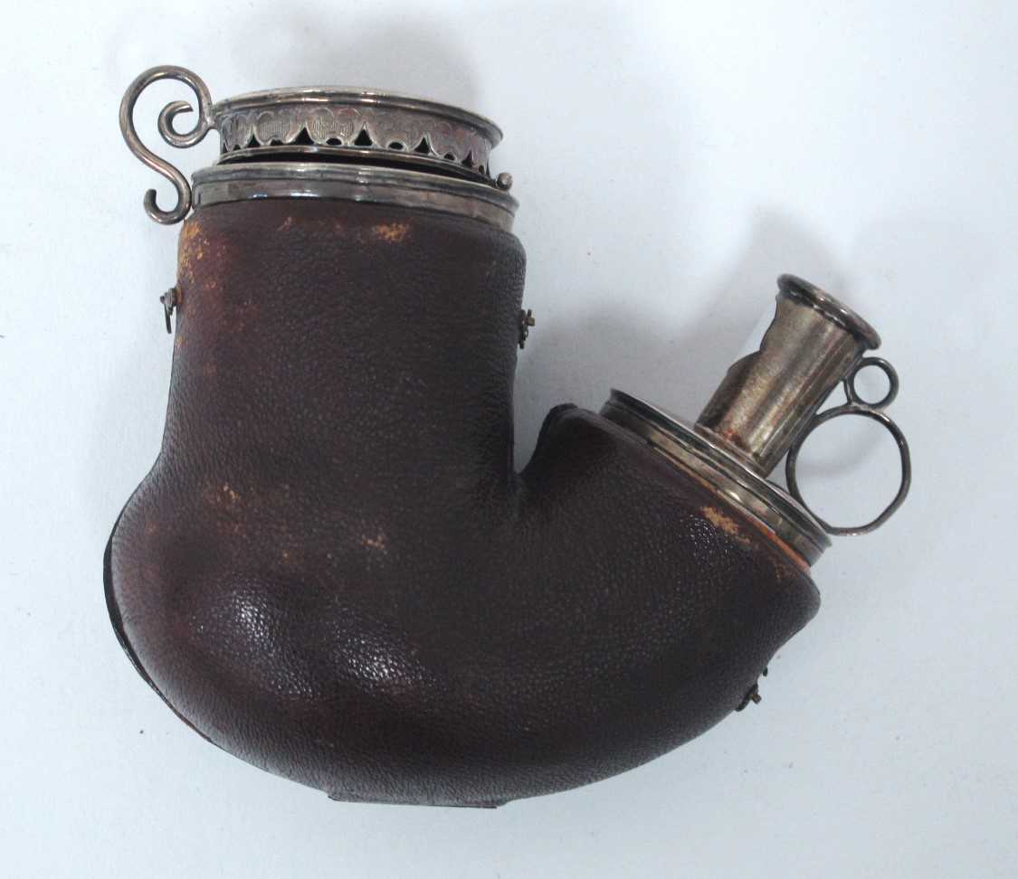 A German XIX Century Meerschaum Pipe, with white metal mounts engraved 'WACG', carved with a deer - Image 2 of 4