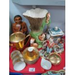 Two Italian Figure Groups, novelty sugar jar, Eastgate fauna, Sadler teapot, German coffee ware,
