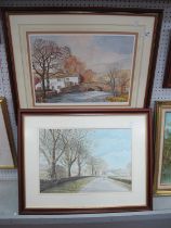 Peter Holland (Sheffield Artist), Cottage Lane, Mayfield Valley, watercolour, signed and dated '