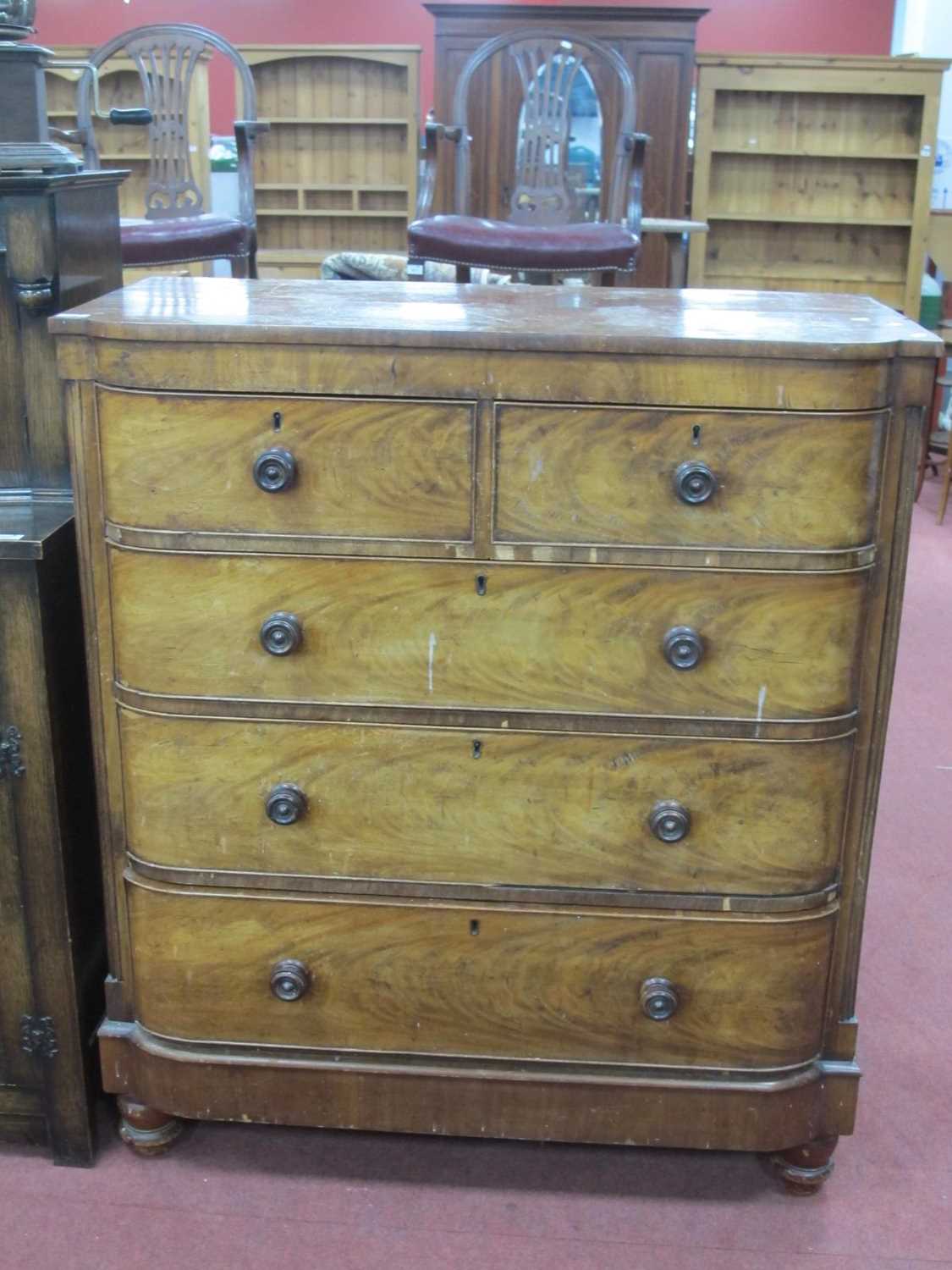 XIX Century Mahogany Chest of Drawers, with two short drawers, three long drawers, on turned feet - Image 2 of 2