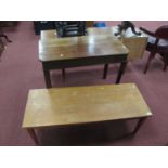 XIX Century Mahogany side Table (adapted), on fluted legs, 91.5cm wide. Teak veneered coffee