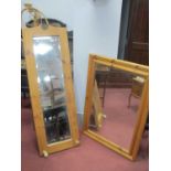 A Pine Cheval Style Mirror; together with another similar wall mirror 146cm high.