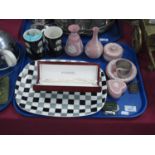 Wedgwood Pink Jasperware Pottery Trinkets (x 6), Meakin 'Checkmate' dish, Harrod's mugs, coins,