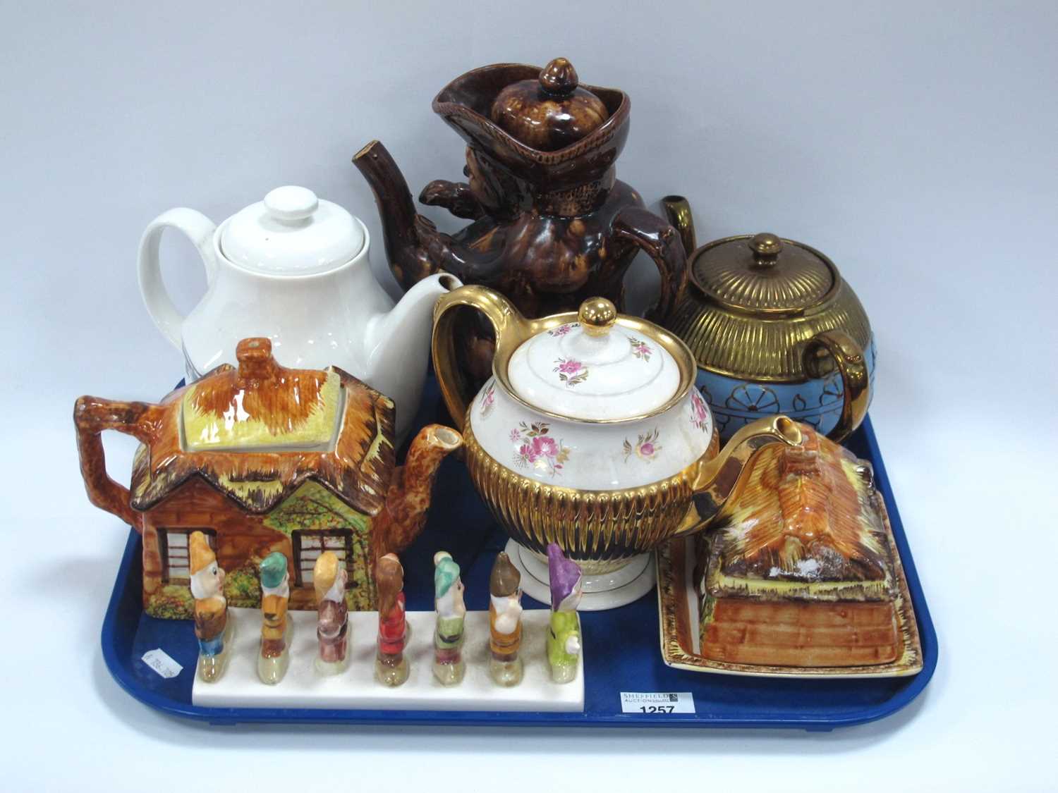 Teapots - Doulton 'Autumn's Glory', Winton, Gibsons, Treacle glazed toby, Price Kensington, Clover