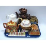 Teapots - Doulton 'Autumn's Glory', Winton, Gibsons, Treacle glazed toby, Price Kensington, Clover