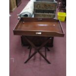 Early XX Century Mahogany Butlers Tray on Stand, with a tray top, pierced carrying handles on an X