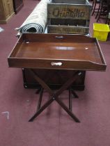 Early XX Century Mahogany Butlers Tray on Stand, with a tray top, pierced carrying handles on an X