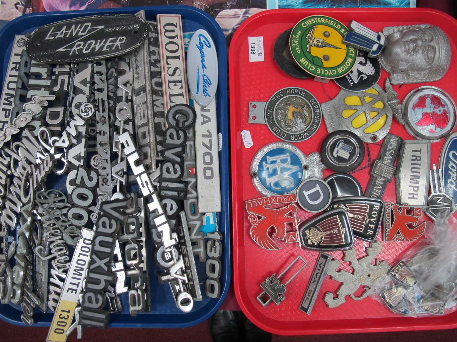 Collection of Mid XX Century and Later Car Badges, AA and RAC and other badges etc:- Two Trays.