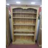 A Pine Open Bookcase, with five shelves, 183cm high.
