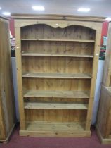 A Pine Open Bookcase, with five shelves, 183cm high.