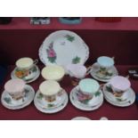 Paragon Harry Wheatcroft World Famous Roses Tea Set, twenty-one pieces. no chips, cracks or rub to