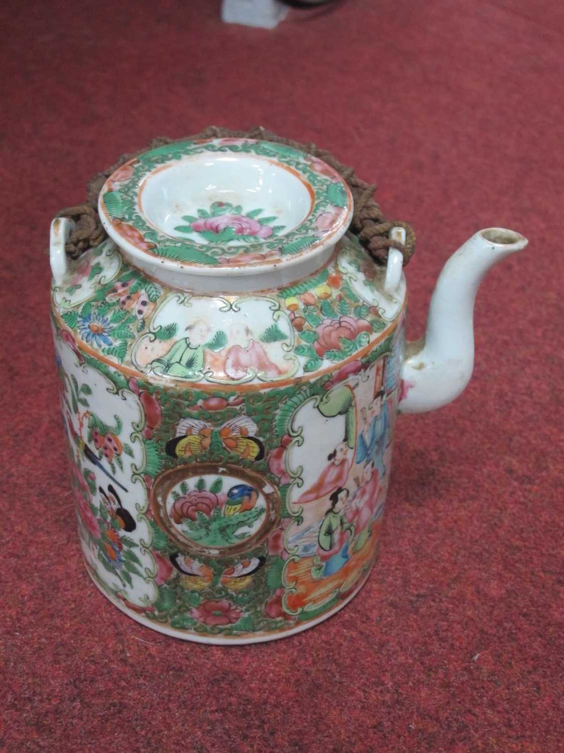 XIX Century Chinese Cantonese Tea Pot, Japanese ginger jar, etc:- One Tray Teapot with some rough - Image 4 of 12