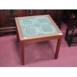 Danish Teak Coffee Table Circa 1960's/70's, with four ceramic tile inset, featuring protruding