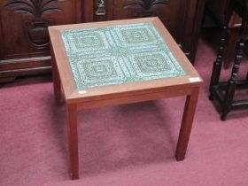 Danish Teak Coffee Table Circa 1960's/70's, with four ceramic tile inset, featuring protruding