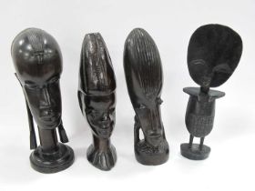 Hardwood Carved African Female Heads:- One Tray.