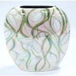 Anita Harris White Lusdtre 'Snowdrop' Purse Vase, gold signed, 12cm high.