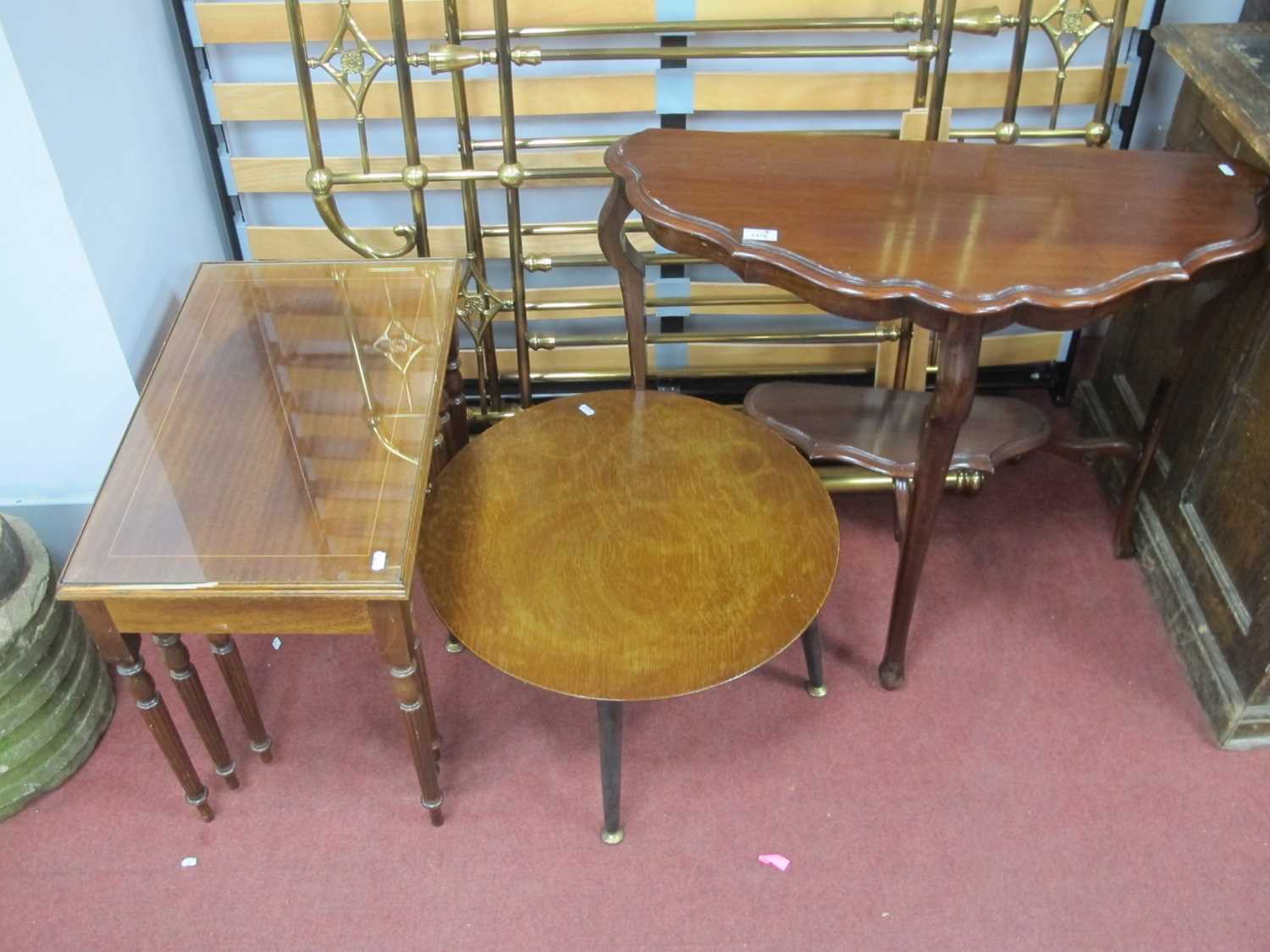 Mahogany Side Table, a mahogany nest of tables, together with a 1960s oak circular coffee table, ( - Image 2 of 2