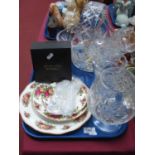 Caithness 'Intruder' Paperweight, No 175/2000 cased, cut glass basket and vases, Old Country Roses