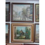 Alred, oil on canvas, Paris Street scene, signed bottom right 39 x 49, together with one other