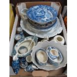 Blue & White Pottery, including Copeland Italian Spode bowl, 'Bombay' jug, Asiatic pheasant meat