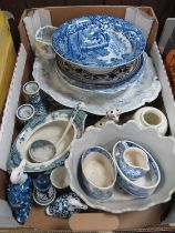 Blue & White Pottery, including Copeland Italian Spode bowl, 'Bombay' jug, Asiatic pheasant meat