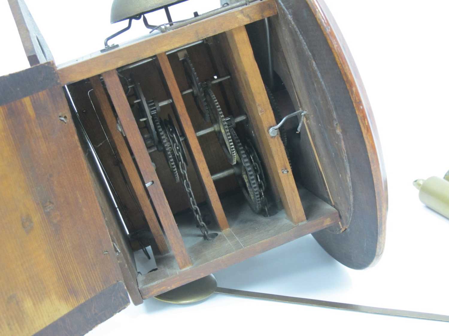 A Late XIX Century Wall Clock, the stained mahogany circular case with circular white and pink - Image 4 of 4