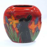 Anita Harris 'Cute Bunny Sniffing Daffodil' Purse Vase, gold signed, 12cm high.
