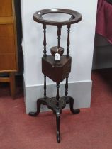 XVIII Century Style Mahogany Wig Stand, with a circular top, two small drawers, on cabriole legs,