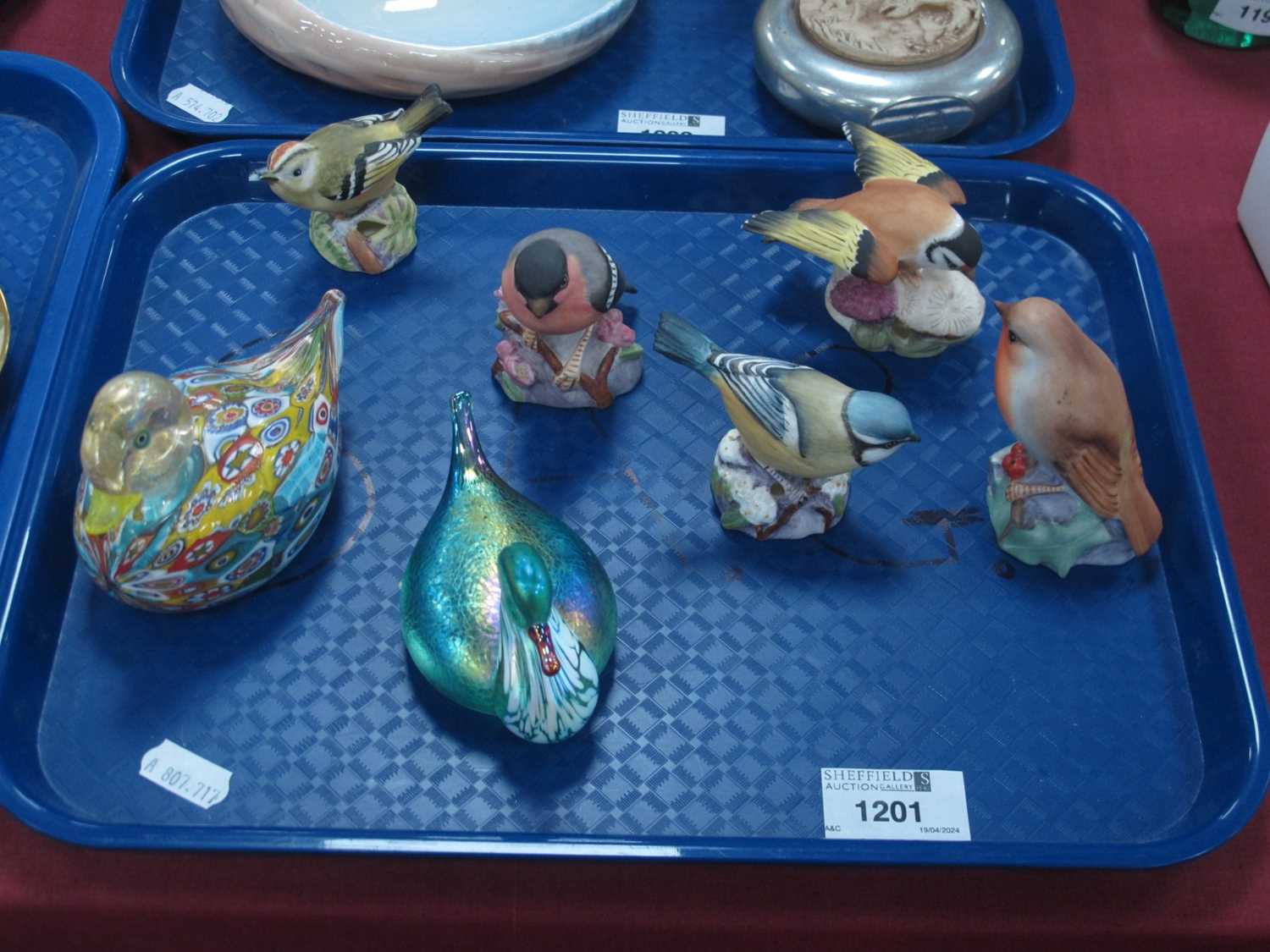 Model Bords - Royal Worcester (5), Mdina?, and millefiore. (7)