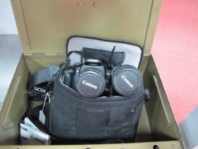 Canon EDS 400D Digital Camera, having 18-55 lens, zoom lens,m in carry case, Siroma metal safe, 40cm