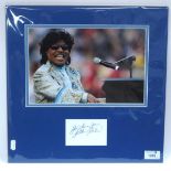 Little Richard Autograph, blue pen signed (unverified) on white paper, with image, as an unframed