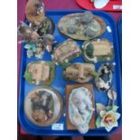 Italian Pottery Bird Group. Border Fine Arts and other resin groups:- One Tray