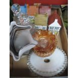 Waade 'Village Stores' Storage Jars, pair of decanters, glass vase with a wavy rim, Carnival glass