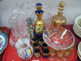 Edinburgh Glass Bowl, decanters, liqueur sets, Murano vase, etc:- One Tray