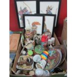 Leonardo Golfer, collectors plates, Samurai watercolours, ceramics, etc:- One Box.