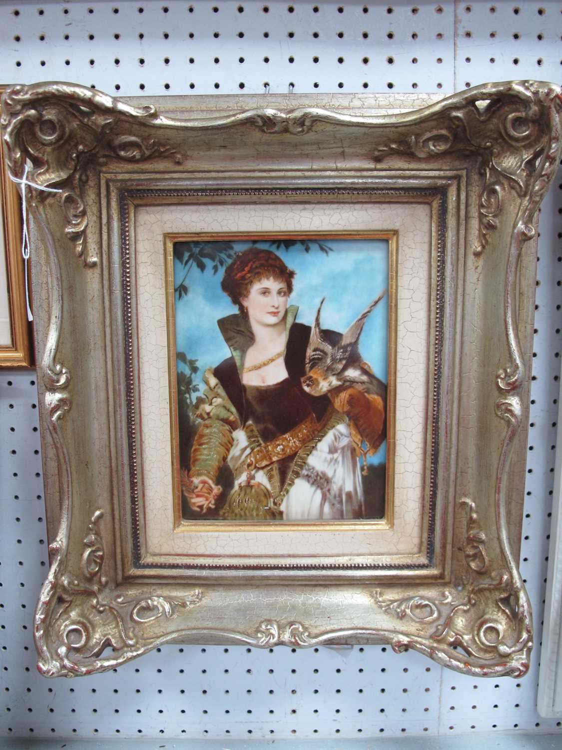 A Modern Rosenthal Porcelain Plaque, decorated with a portrait of 'Die Falknerin Von Hans Makart' ( - Image 2 of 2