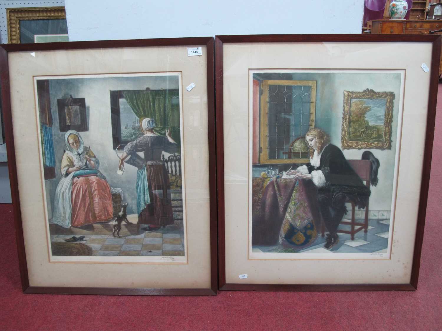 Arthur Hogg, a pair of signed Mozzotints 'The Letter Writer 52 x 40.5 (2).