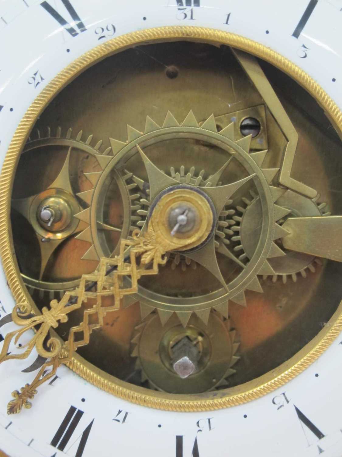 A Late XIX Century French Mantle Clock, the gilt metal and marble case with side columns mounted - Image 7 of 7