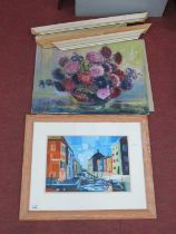 Gerry Kersey (Sheffield Artist) 'Burano' oil painting, signed lower left (label verso), 27 x 39cm;