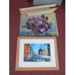 Gerry Kersey (Sheffield Artist) 'Burano' oil painting, signed lower left (label verso), 27 x 39cm;