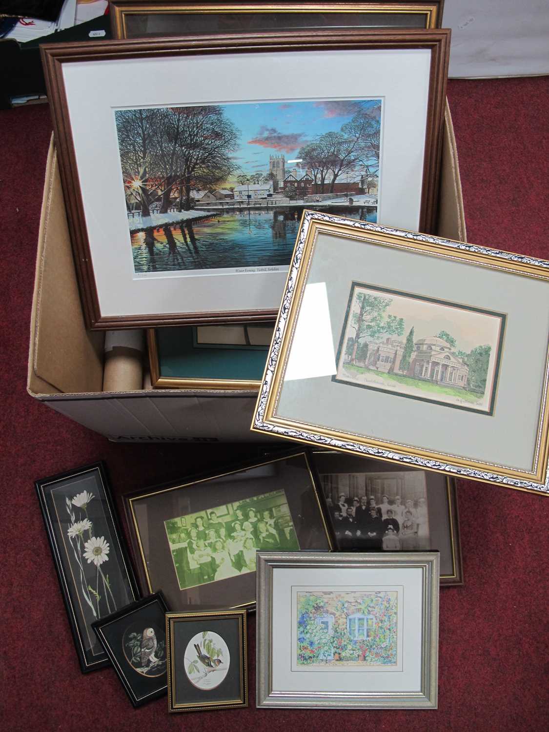 J. Hook Ulysses Butterley Print, signed; Richard Harpom signed print of Tickhill, several others:-