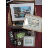 J. Hook Ulysses Butterley Print, signed; Richard Harpom signed print of Tickhill, several others:-