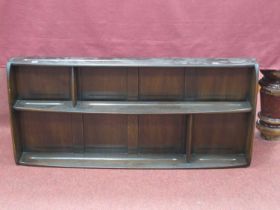 Ercol Wall Display Rack, with random dividers to central shelf, 106.5cm wide.