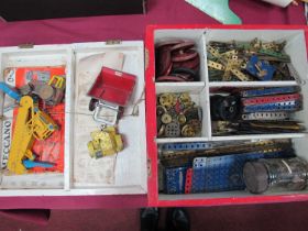 Vintage Meccano Parts:- One Box, together with a Dinky Aveling Barford diesel roller, Dinky elevator