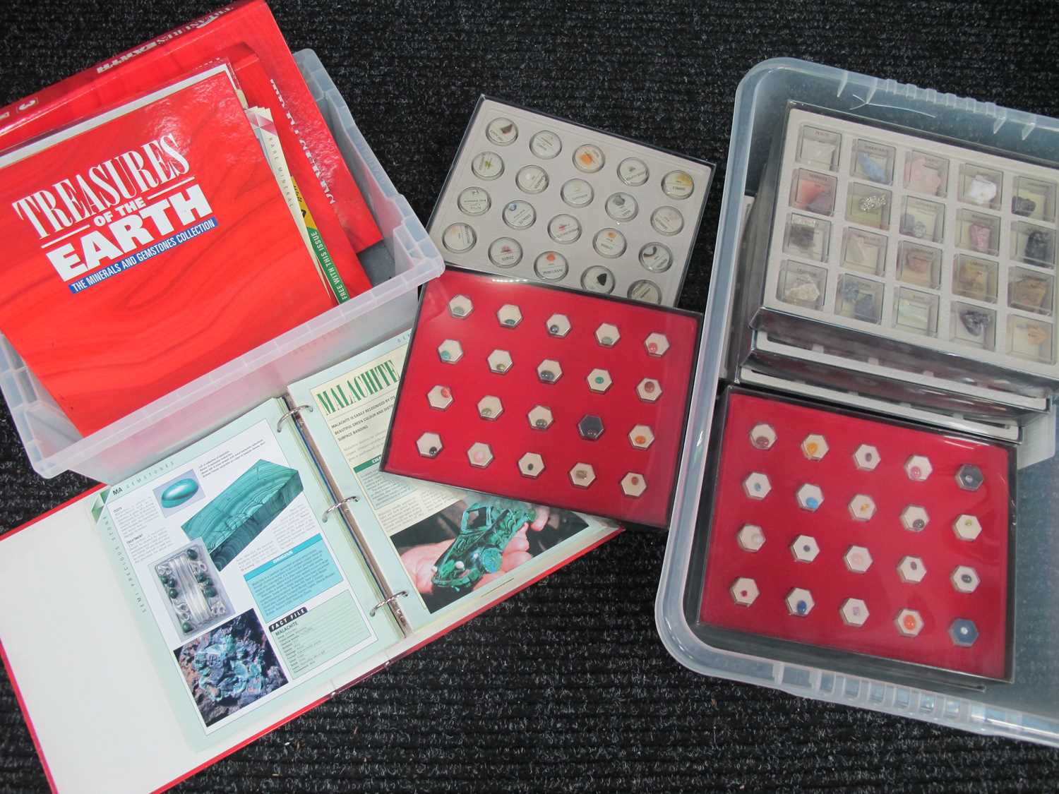 Treasures of The Earth Mineral Sets, in ten display boxes, together with booklets.