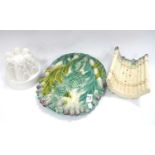 Majolica Asparagus Dish on Stand, 32.5cm long, Burleigh jelly mould